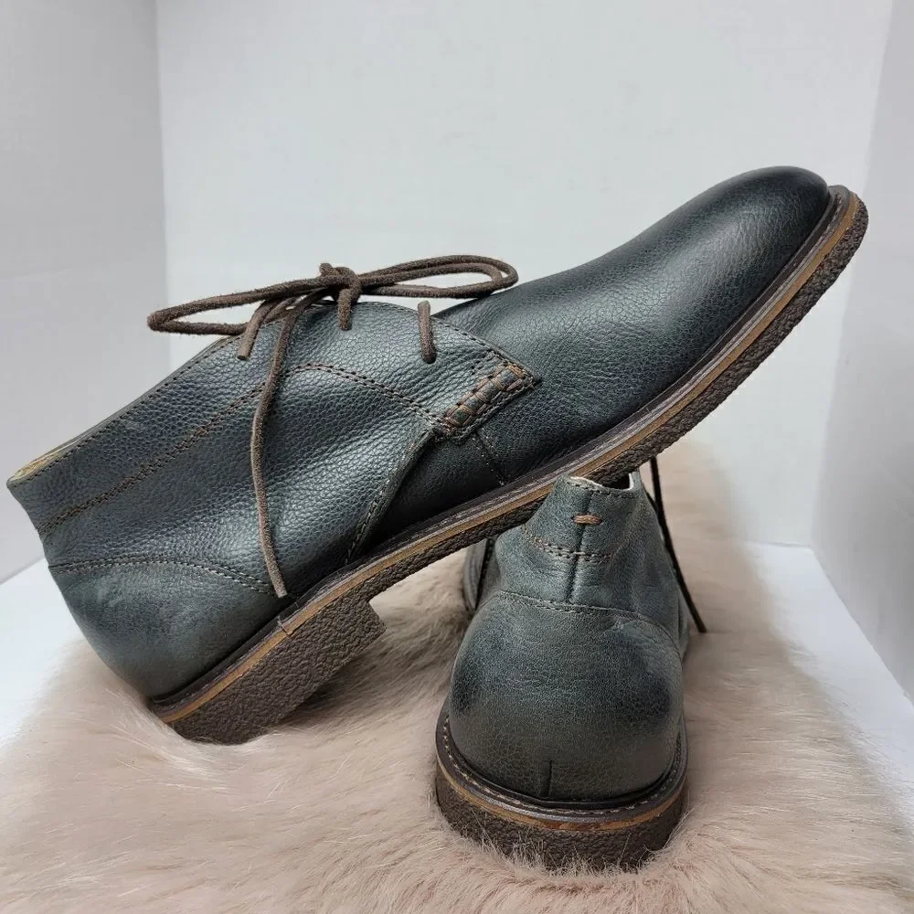 Lucky Dark Green/Gray Leather Men's  Chukka Boot Shoes Size 11